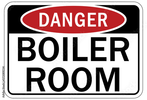 Boiler and furnace room warning sign and labels