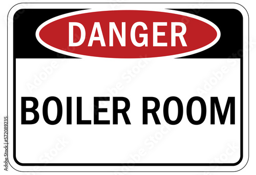 Boiler and furnace room warning sign and labels