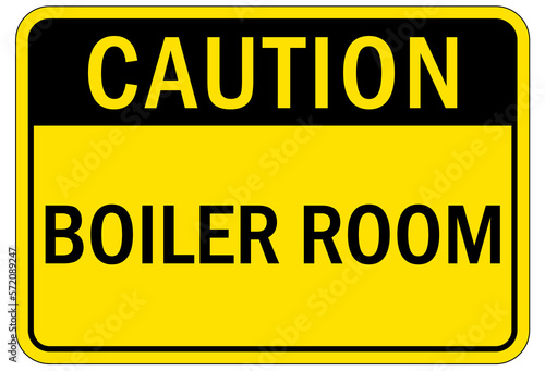 Boiler and furnace room warning sign and labels