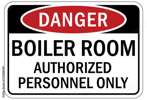 Boiler and furnace room warning sign and labels
