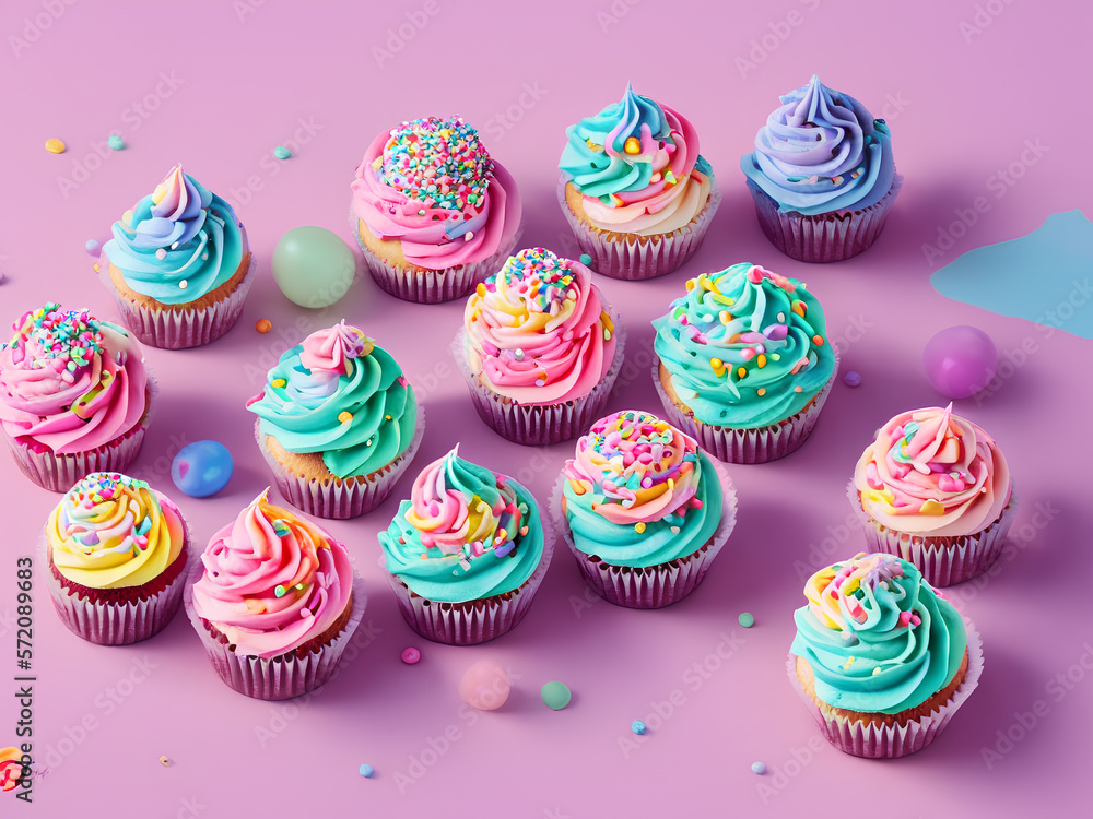 Pastel colors cupcakes background art handmade effect light pink bg Pastel colors cupcakes background art handmade effect light pink bg