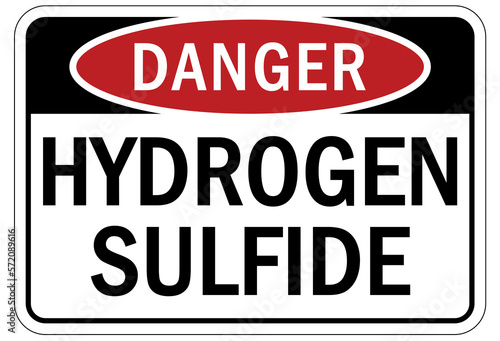 Hydrogen chemical warning sign and labels hydrogen sulfide