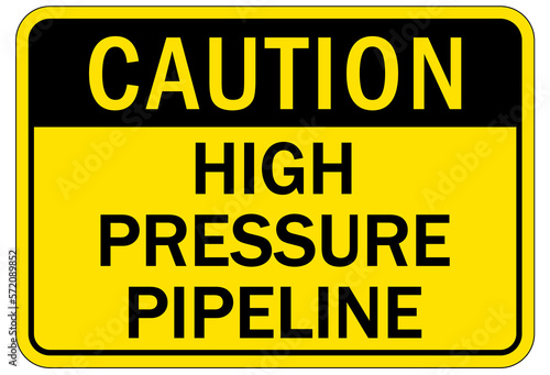 Pipeline sign and labels high pressure gas line