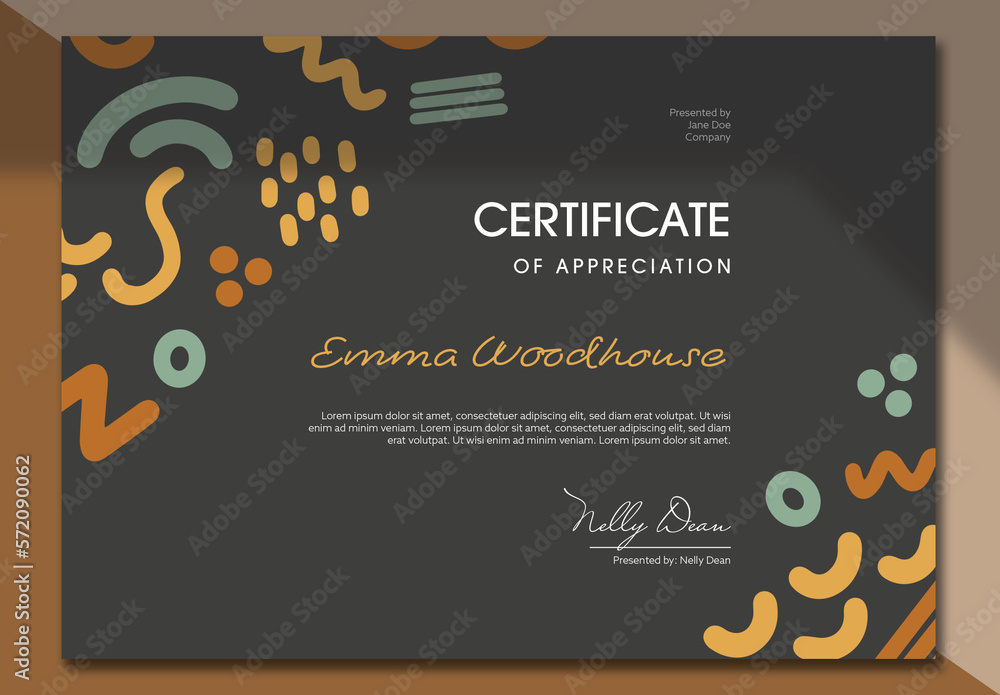 Certificate with Swirl and Shape Design Stock Template | Adobe Stock