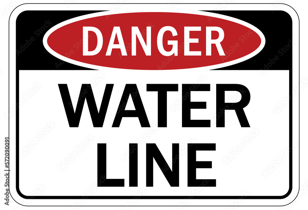 Pipeline sign and labels water line