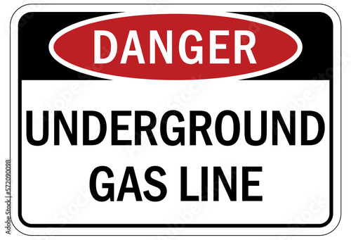 Pipeline sign and labels underground gas line