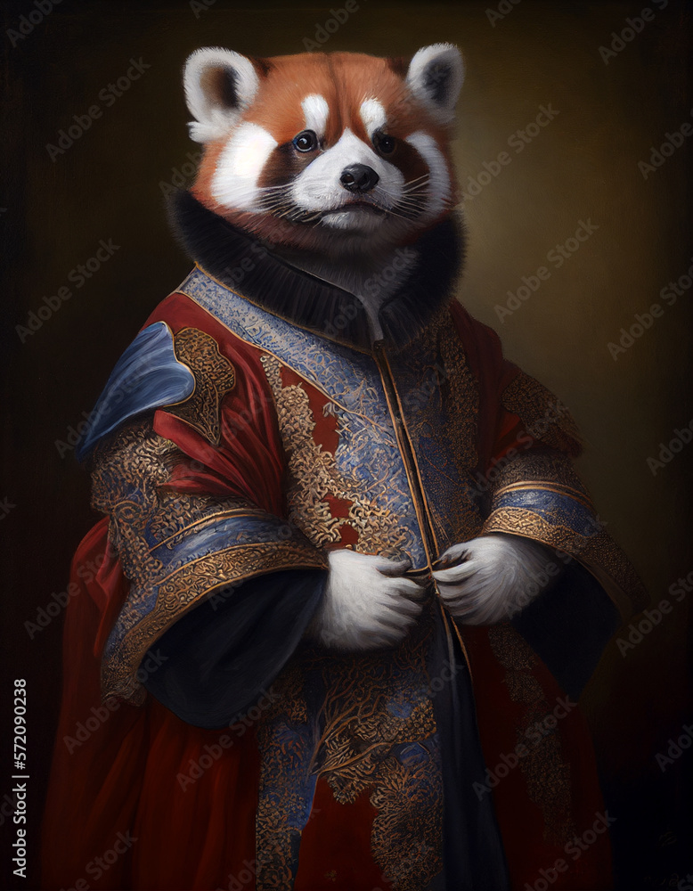 Royal Portrait of a Red Panda Dressed as a British King | Generative AI Royal Portrait of a Red Panda Dressed as a British King | Generative AI
