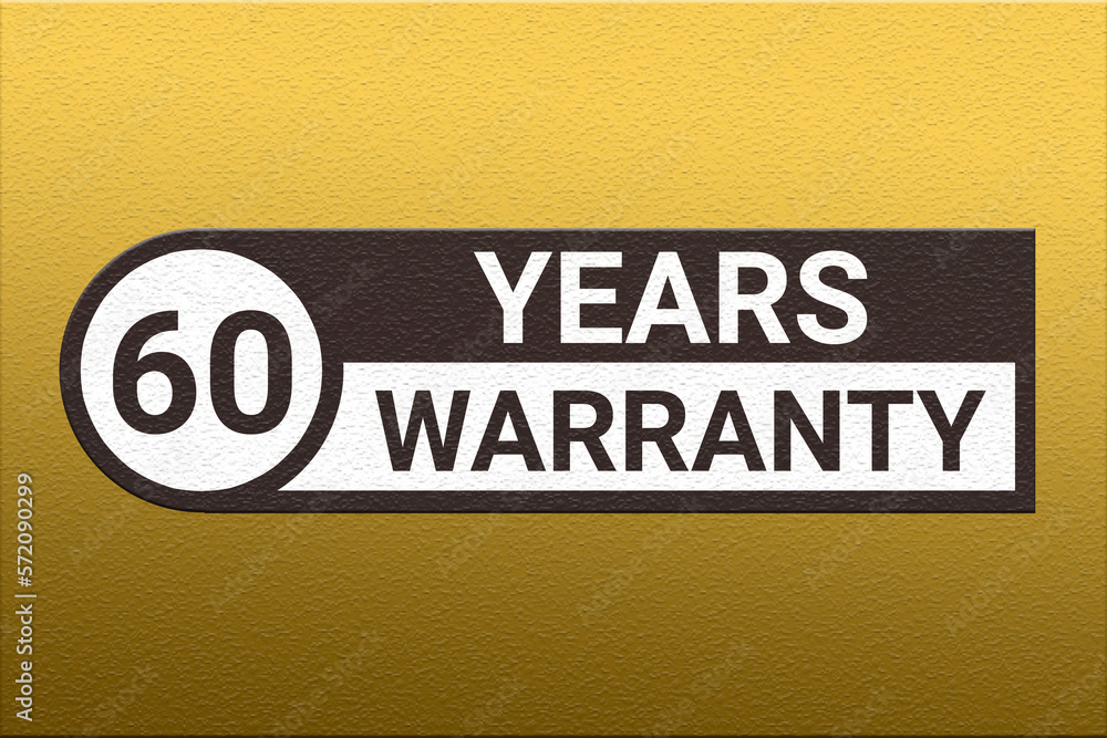 Obraz premium 60 years warranty. Warranty period emblem. Guarantee emblem on a golden gradient. Logo indicating term for product. 60 year warranty sticker. sixty