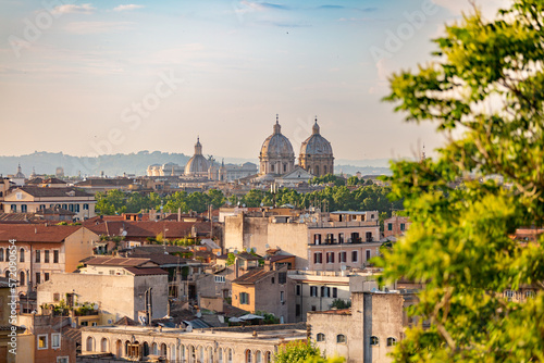 Fototapeta Naklejka Na Ścianę i Meble -  Rome, Italy .Beautiful view at the Rome and Tiberis river.Panoramic view of the city from the Orange Garden. Architecture and landmarks. Old famous streets, attractions and world heritage.