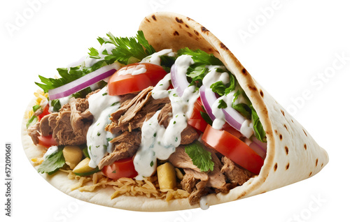 Delicious pita gyros cut out. Based on Generative AI