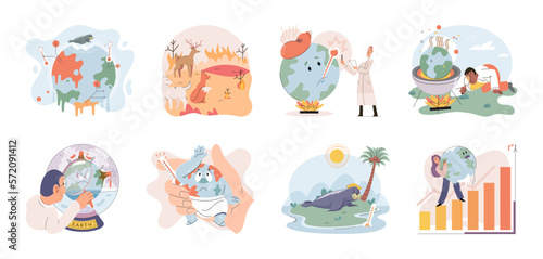 Climate change weather global greenhouse warming risks metaphor concept. Save planet. Compared planet with renewable eco resources consumption global warmings burning alternative. Environment Day