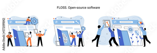 FLOSS. Open source software. Free product anyone can freely redistribute, modify and completely remake, can be improved, modernized thanks to inventions of users. Tiny programming language persons