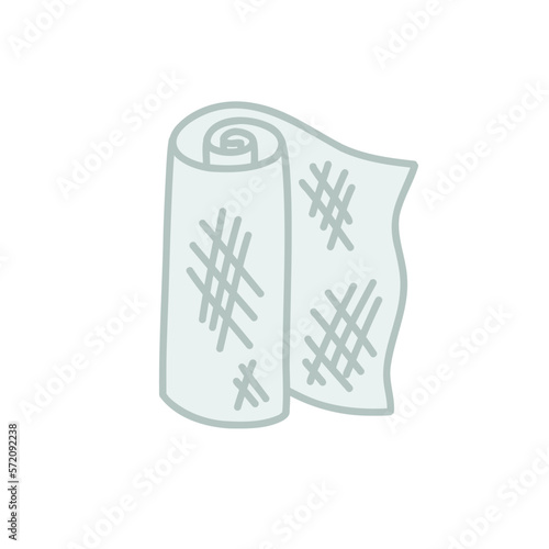 Medical bandage roll doodle icon, vector color line illustration