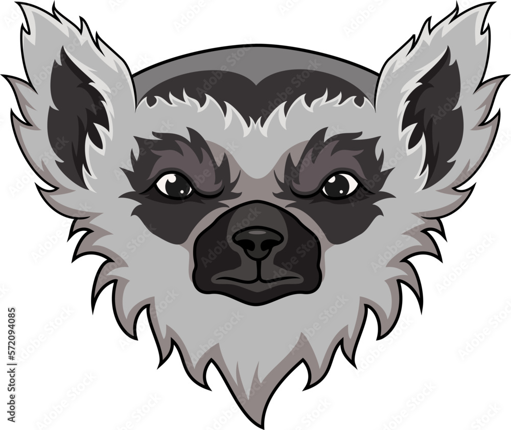 Cute lemur head cartoon character
