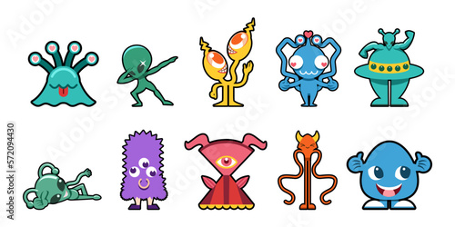 alien vector set collection graphic clipart design