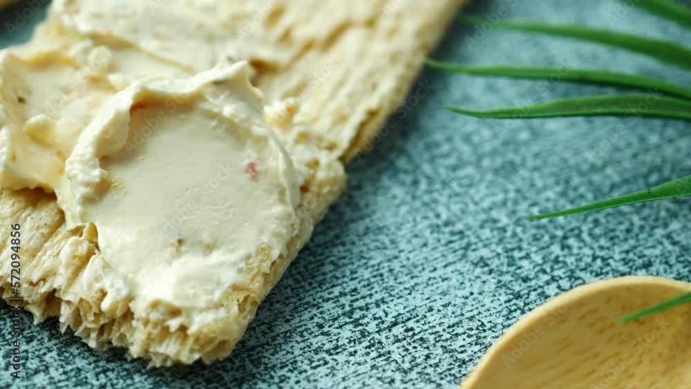 cheese cream spread crackers on table cheese cream spread crackers on table