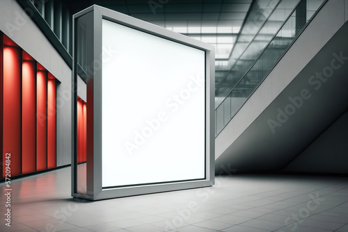 public shopping center mall or business center advertisement board space as empty blank white mockup signboard with copy space area