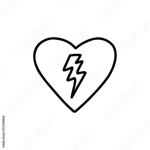 Defibrillator doodle icon, vector color line illustration