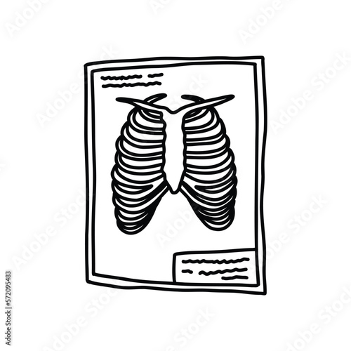 Fluorography exam doodle icon, vector color line illustration