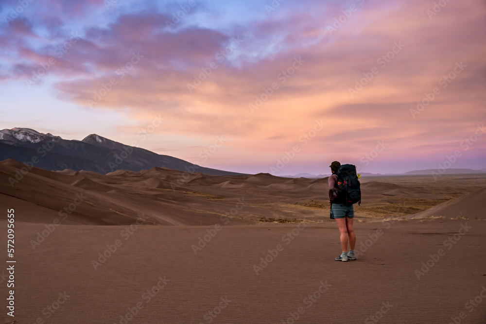 Woman Looks Out Over Great Sand Dunes