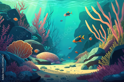 color underwater scene. generative ai