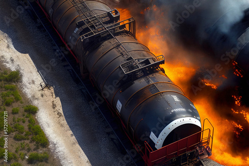 Industrial Rail Accident - Generative Ai photo