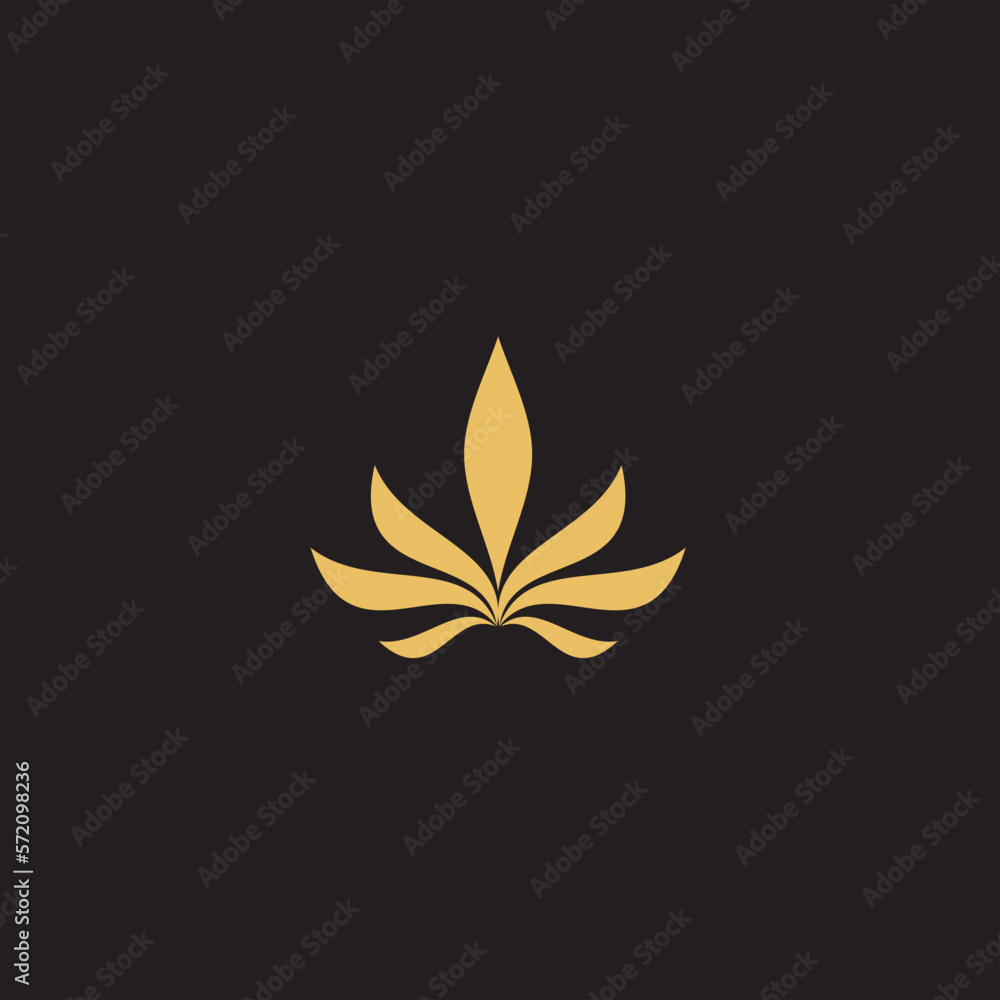 cannabis abstract minimalist gold line logo of a cannabis leaf for your brand. cannabis abstract minimalist gold line logo of a cannabis leaf for your brand.