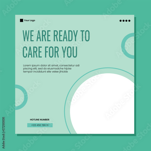 Medical healthcare service social media post template design. Hospital, doctor, clinic and dentist health business promotion flyer poster.
