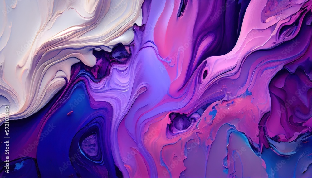 Obraz premium Background mixed liquid paint ultramarine, lilac, pink colors. Luxury marble texture. Marble wallpaper oil slick watercolor. liquid oil background. generative ai