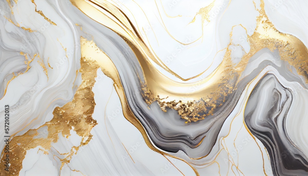 Background mixed liquid paint white and gold colors. Luxury marble ...