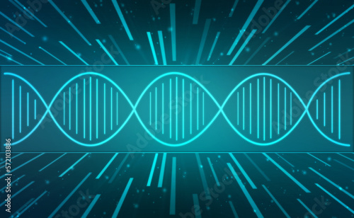 DNA structure, Genetics and medical science concept, Concept of biochemistry with Dna molecule on abstract medical background