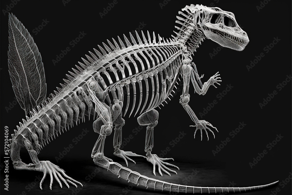 Fototapeta premium Reptile x-ray style. X-ray of Raw whole chicken. Creative Art abstract. Created with Generative AI technology