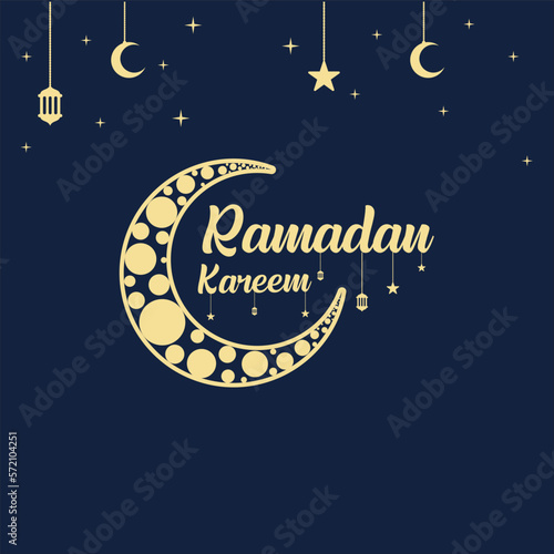 Islamic celebration with mosque for Ramadan Kareem and eid mubarak. Golden Half Moon pattern background.vector illustration