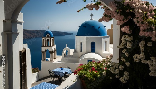 Fototapeta Naklejka Na Ścianę i Meble -  Wandering through the charming white-washed streets of Oia