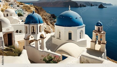 Fototapeta Naklejka Na Ścianę i Meble -  Wandering through the charming white-washed streets of Oia