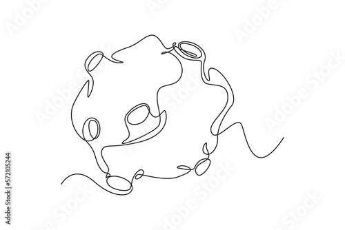 Continuous one line drawing Meteor. Outer space concept. Single line draw design vector graphic illustration.