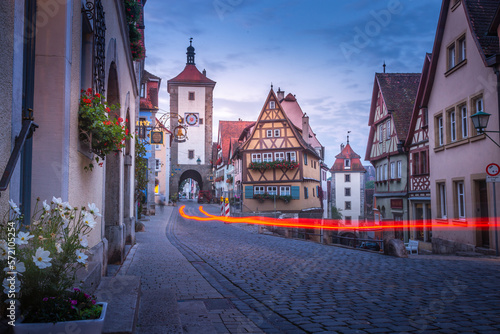 Rothenburg ob der Tauber at sunrise  Historical Franconia in Bavaria  Germany