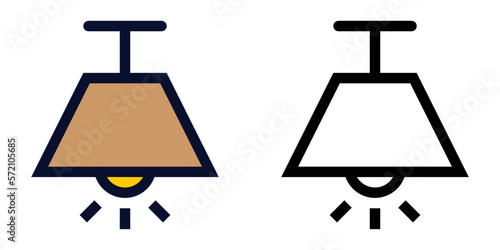 Ceiling Lamp. Color and Line Icons