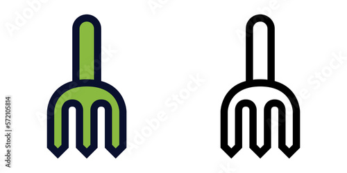 Garden Fork. Color and Line Icons