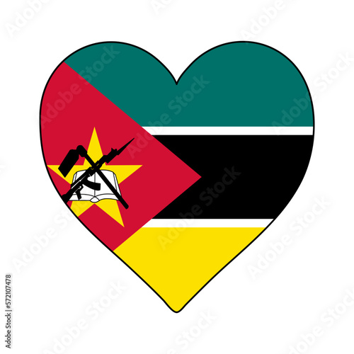 Free Download Mozambique Heart Shape Flag. Love Mozambique. Visit Mozambique. Northern Africa. Africa. African Union. Vector Illustration Graphic Design. - GFXLoad