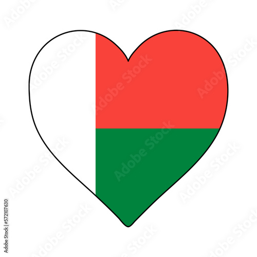 Free Download Madagascar Heart Shape Flag. Love Madagascar. Visit Madagascar. Northern Africa. Africa. African Union. Vector Illustration Graphic Design. - GFXLoad