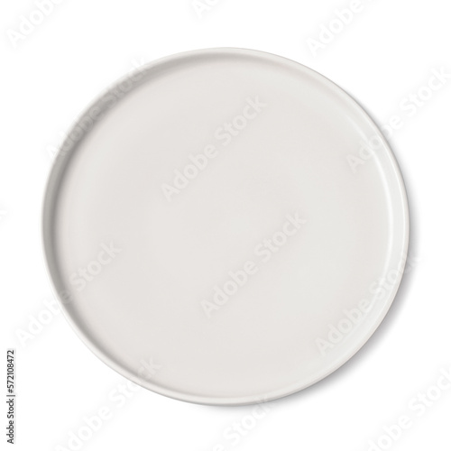 Tableau sur toile Empty beige ceramic plate isolated on white, top view