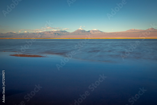 Obraz na płótnie Licancabur with reflection lake and volcanic landscape at Sunset, Atacama, Chile w salonie