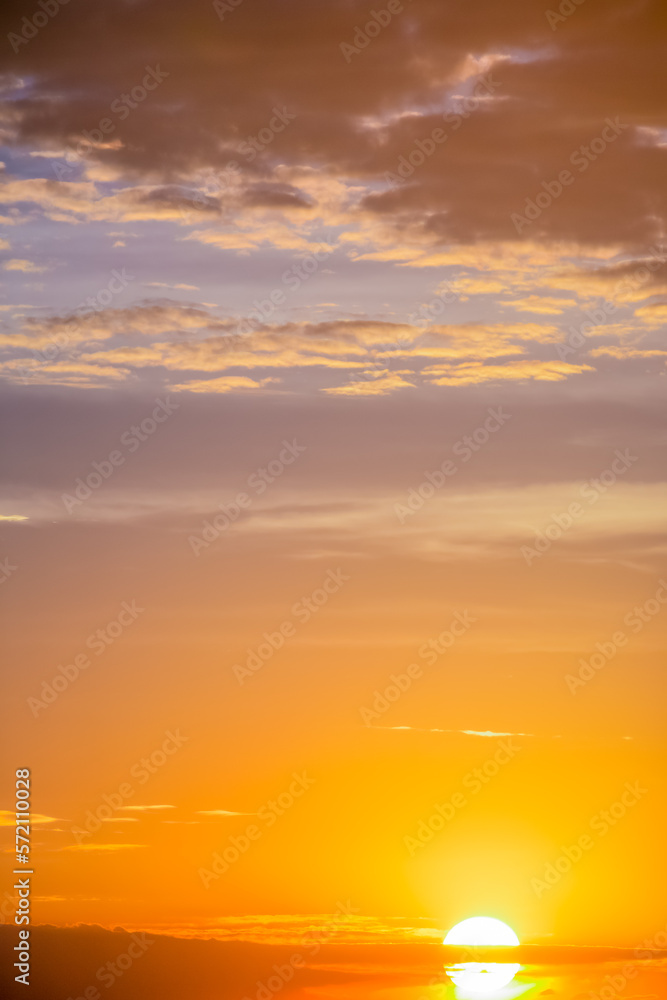 Rising sun and dramatic sky panorama sky with clouds on sunrise and sunset time