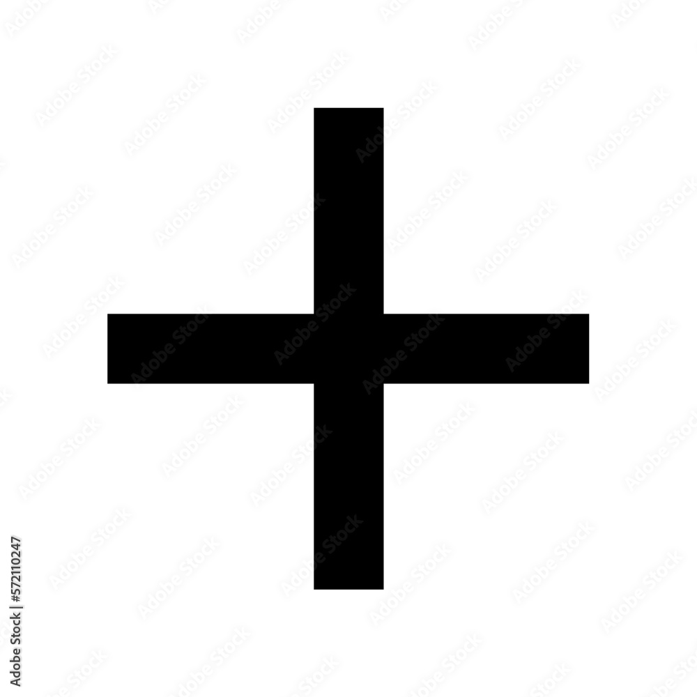 black plus symbol icon 