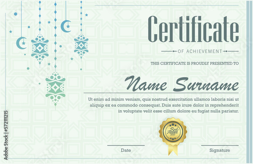colorful islamic ramadan award certificate