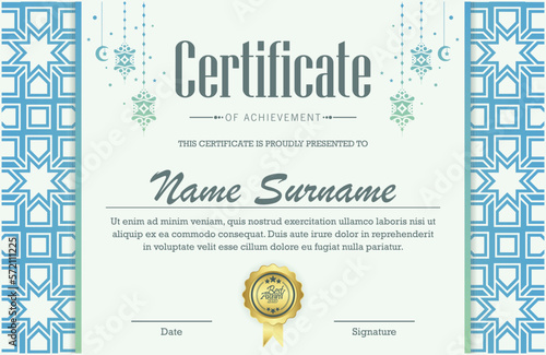 colorful islamic ramadan award certificate