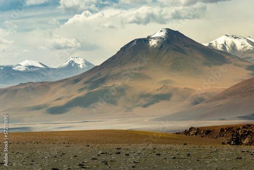 Atacama Desert dramatic volcanic landscape at Sunset, Chile, South America