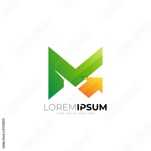Free Download M logo design template, business, colorful creative sign, vector icon, arrow symbol - GFXLoad
