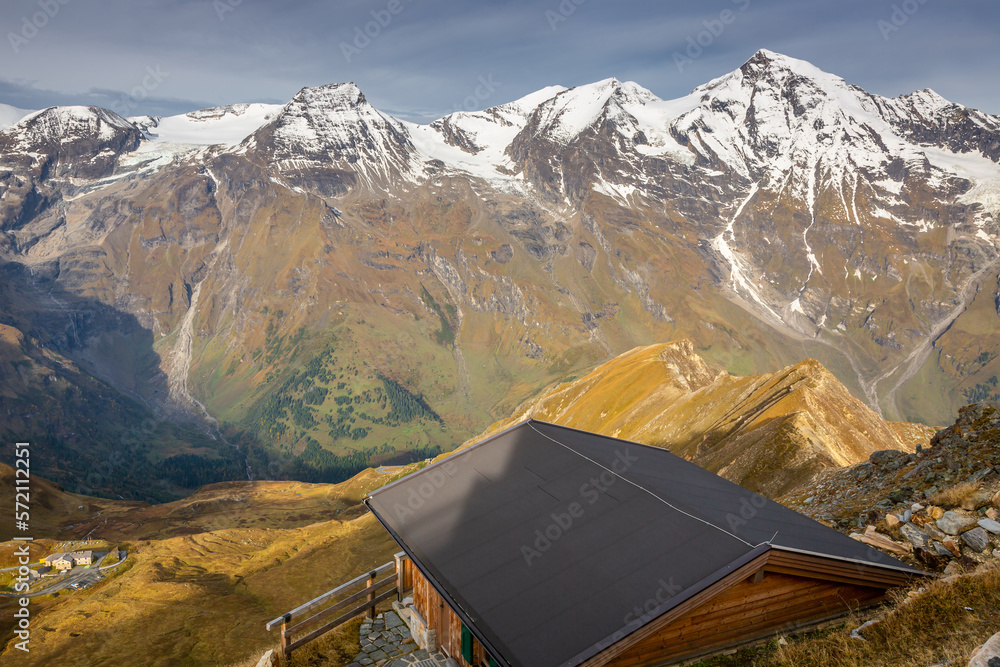 Hohe Tauern mountain range from above dramatic Grossglockner road, Austria
